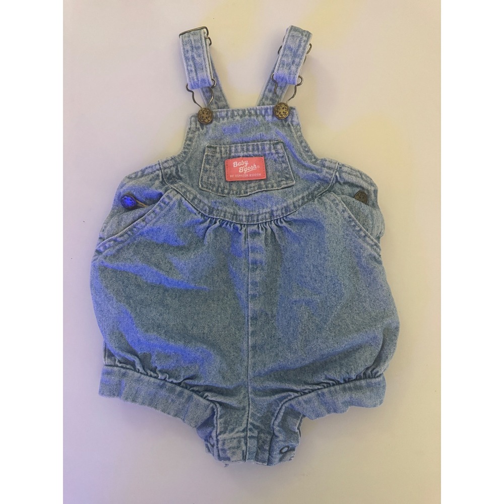 Vintage 90s Baby B'gosh Pink Label Denim Bubble Romper Overalls Bestbak 24M